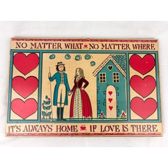VTG No Matter What, No Matter Where LOVE Wooden Wall Decor Plaque Unique - Picture 5 of 10